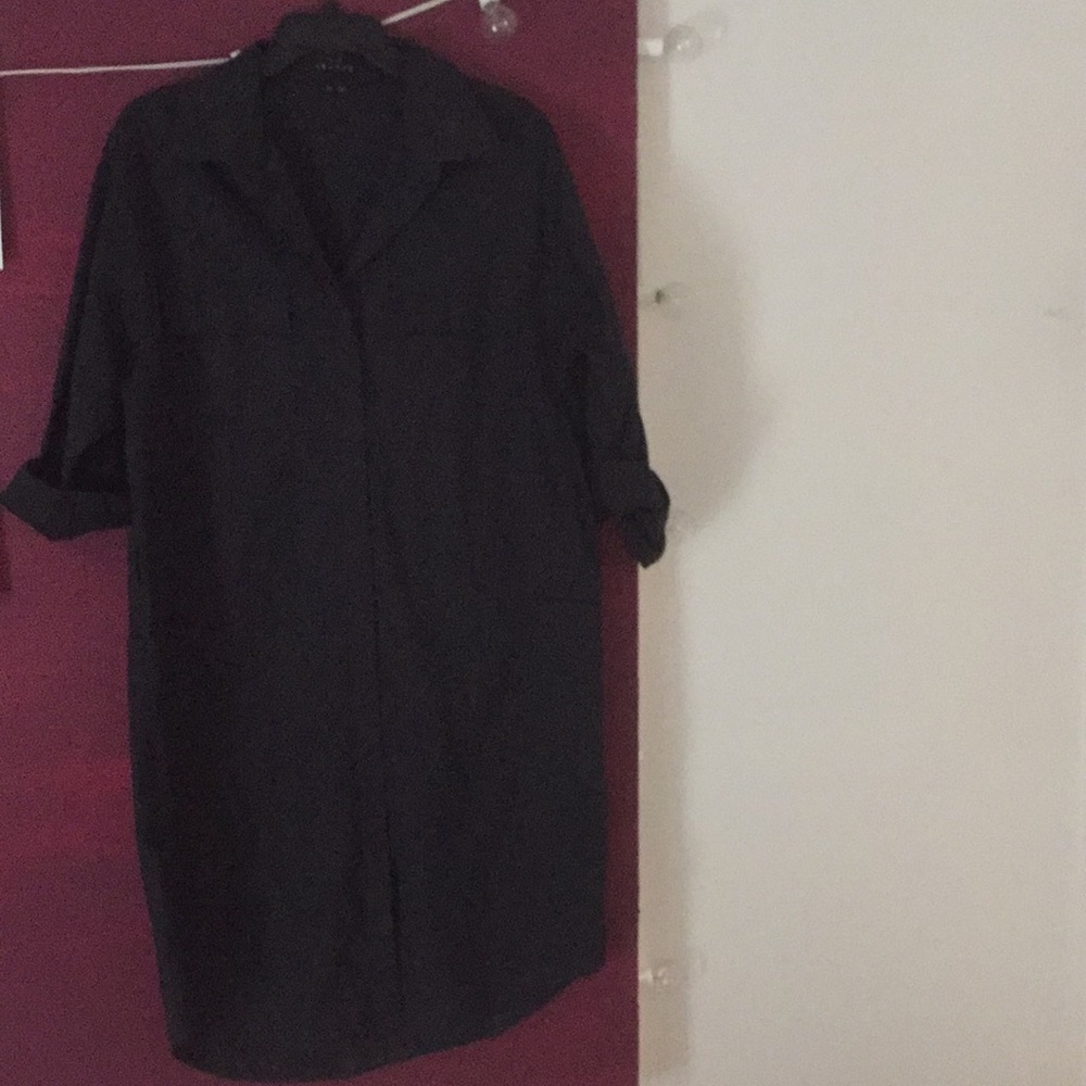 Theory rolled sleeve black shirt dress